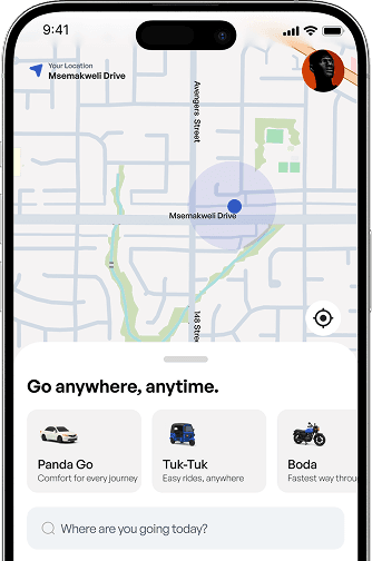 Drift app showing map and ride options